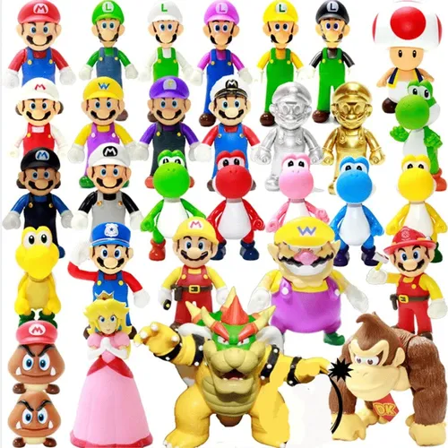 Spiel Super Mario Bros Cartoon Puppen Modell Anime Figuren Luigi Yoshi Mario kreative Sammler Modell