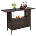 Ktaxon Wicker Bar Table for Modern Stylish And Beautiful Bar Table Outdoor Counter Table for Backyard Garden Brown Gradient