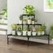 Heavy Duty 3-Tier Quartered Plant Stand Wrough Iron Flower Shelf Outdoor Garden