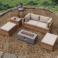 Mondawe 6 PCS Outdoor Furniture Sets 50000 BTU Outdoor Propane Fire Pit Table Patio Furniture Set Patio Couch Outdoor Chairs 42-Inch Outdoor Fire Pits with Waterproof Covers