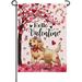 Jbralid Hello Valentine s Day Golden Retriever Dog Small Decorative Garden Flag Puppy Pink Red Love Heart Tree Yard Lawn Outside Decor Home Decoration Double Sided 12 x 18