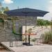 Serwall 8 x 10 ft Outdoor Rectangular Patio Market Umbrella Navy Blue