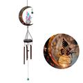 Memorial Wind Chimes Light Metal IP65 Waterproof Solar Powered Hanging Angel Wind Chime with LED Light for Outdoor Garden Ornament (Color Angel)