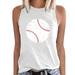 EHQJNJ Corset Tops for Women Pink Women Summer Sleeveless Crew Neck Baseball Printing Tank Tops Casual Tshirts Blouse Top Womens Crop Tops Long Womens Crop Tops Knit Mesh Short Sleeve