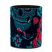 OWNTA Floral Skulls Skeleton Blue Red Pattern PVC Leather Cylinder Pen Holder - Pencil Organizer and Desk Pencil Holder Lined with Flannel 3.9x3.1 Inches