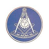 Freemasons Car Emblem / Past Master symbol over blue. Masonic Car Bumper Decal