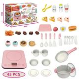 Adofi Play Kitchen Accessories Kids Kitchen Playset Toddler Pretend Cooking Playset with Play Pots and Pans Utensils Cookware Toys Kitchen Toys for Toddlers 1-3 Learning Gift for Girls Boys-Pink
