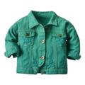 Wiueurtly Girls down Jacket Baby Boys Girls Denim Jacket Kids Toddler Button Down Jeans Jacket Top Coat Outerwear Casual Clothes