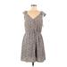 Sienna Sky Casual Dress - Mini V-Neck Short sleeves: Gray Print Dresses - Women's Size Medium