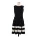 Calvin Klein Casual Dress - A-Line Crew Neck Sleeveless: Black Print Dresses - Women's Size 6