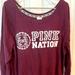 Pink Victoria's Secret Tops | Burgundy Wine Colored Pink Nation Long-Sleeve Knit Top | Color: Red/White | Size: M