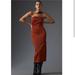 Anthropologie Dresses | Anthropologie Strapless Cowl Back Midi Dress Burnt Orange/Red Color Xs | Color: Red | Size: Xs