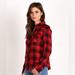 Anthropologie Tops | Anthropologie Ash And Ember Avalon Houston Plaid Flannel Shirt Red Size Medium | Color: Red | Size: M