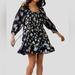 Free People Dresses | Free People Camella Floral Print Mini Dress M | Color: Black | Size: M