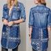 Free People Dresses | Free People Denim Patchwork Shirt Dress Tunic Boho Western Sz Xs | Color: Blue | Size: Xs