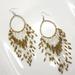 Free People Jewelry | Boho Beaded Fringe Hoop Earrings | Color: Gold/White | Size: Os