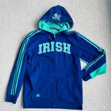 Adidas Shirts | Adidas Fighting Irish Embroidered Men’s Official Zip Hoodie Logo Sweatshirt Sz M | Color: Blue/Green | Size: M