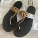 Gucci Shoes | Gucci Marmont Double G Leather Thong Sandal | Color: Tan | Size: 10