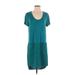 Left Coast by Dolan Casual Dress - Shift Scoop Neck Short sleeves: Teal Print Dresses - Women's Size Small