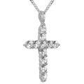 LBG 9ct White Gold Genuine Natural Diamond Womens Cross Pendant & Chain Necklace - Chain length 20