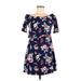 Btween Us Casual Dress: Blue Floral Dresses - Women's Size Medium