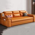 Ebern Designs Folding Modern Fancy Sofa Simple High Back Floor Lazzy Sofa Recliner Foldable European in Brown/Orange | Wayfair