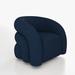 Barrel Chair - Latitude Run® Upholstered Swivel Barrel Chair Wood/Polyester/Fabric in Blue/Navy | 38.5 H x 34.5 W x 30 D in | Wayfair
