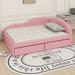 Red Barrel Studio® Elanaz Full Upholstered Tufted Daybed w/ Drawers & Cloud Shaped Guardrail Upholstered in Pink | 27.8 H x 57 W x 79 D in | Wayfair