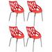 Set of 4 Fire Red Lavaflow Stack Chairs