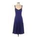 Prabal Gurung Collective Casual Dress - Midi Plunge Sleeveless: Blue Print Dresses - Women's Size 2