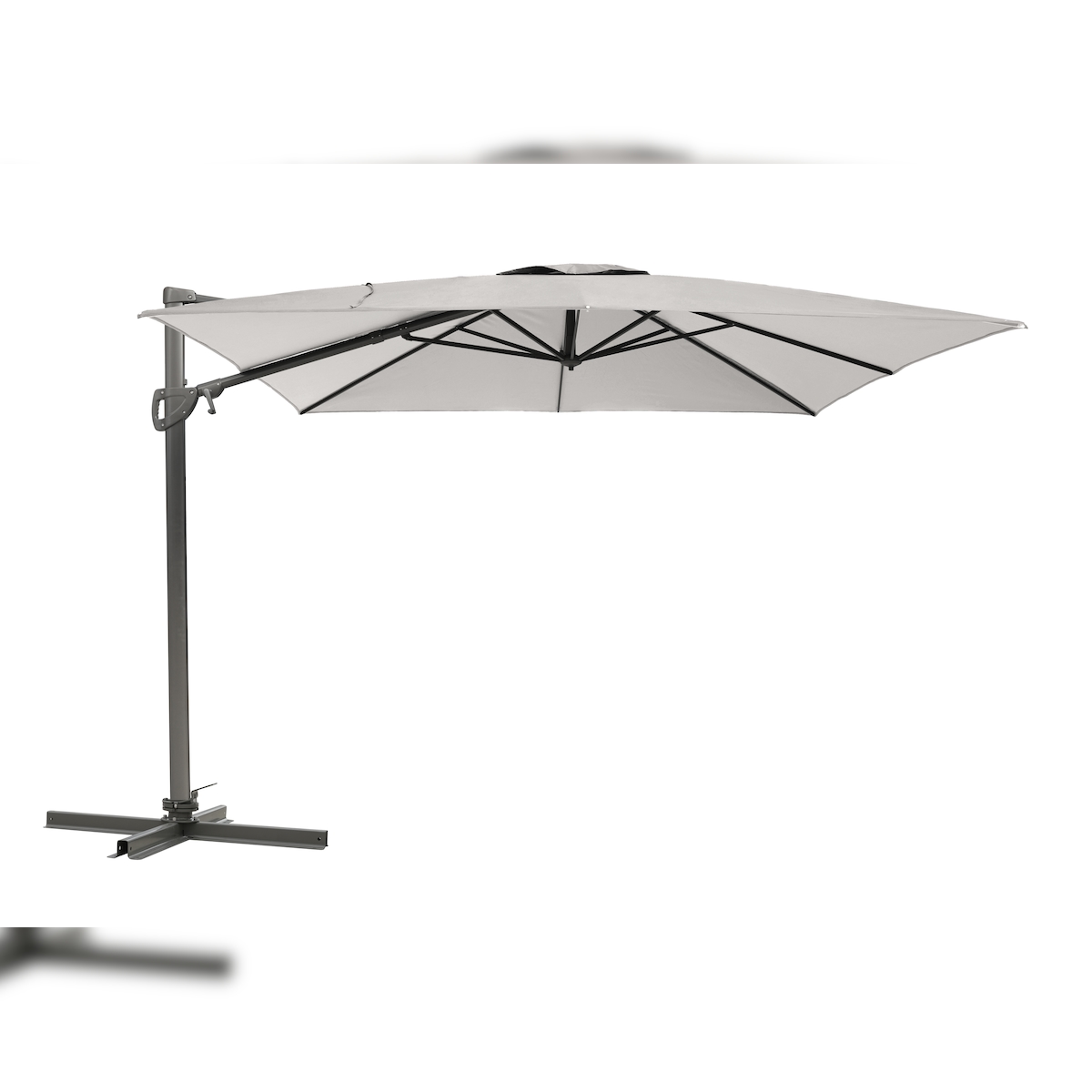 METRO PROFESSIONAL Ampelschirm quadratisch, ohne Volant, Aluminium/Stahl, 3 x 3 m, mit Kurbel und Kippfunktion, silber/grau Image