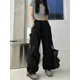 Pantaloni cargo da jogging oversize da donna a vita media streetwear moda pantaloni larghi a gamba larga grigi pantaloni casual Y2K tasca con coulisse