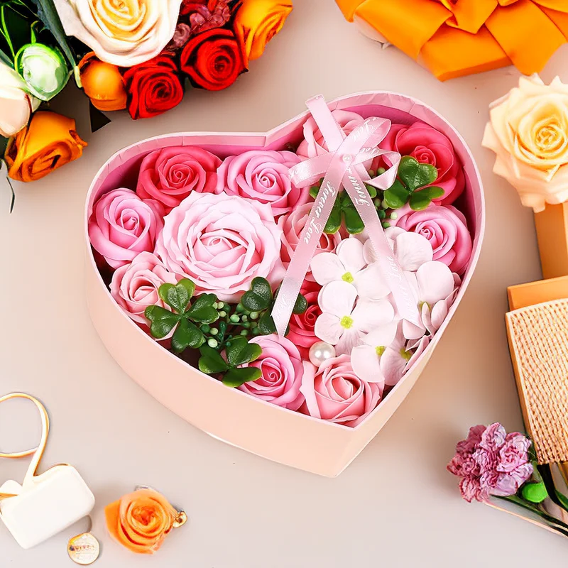 Hochwertige Seife Rose Blume Geschenk box herzförmige Valentinstag kreative Geburtstags geschenk an Freundin