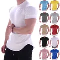 T-shirt de gymnastique à manches courtes pour hommes T-shirt en coton T-shirt mince blanc