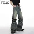 FEWQ-Jeans évasés vintage pour hommes style américain pantalon en denim droit jambes larges