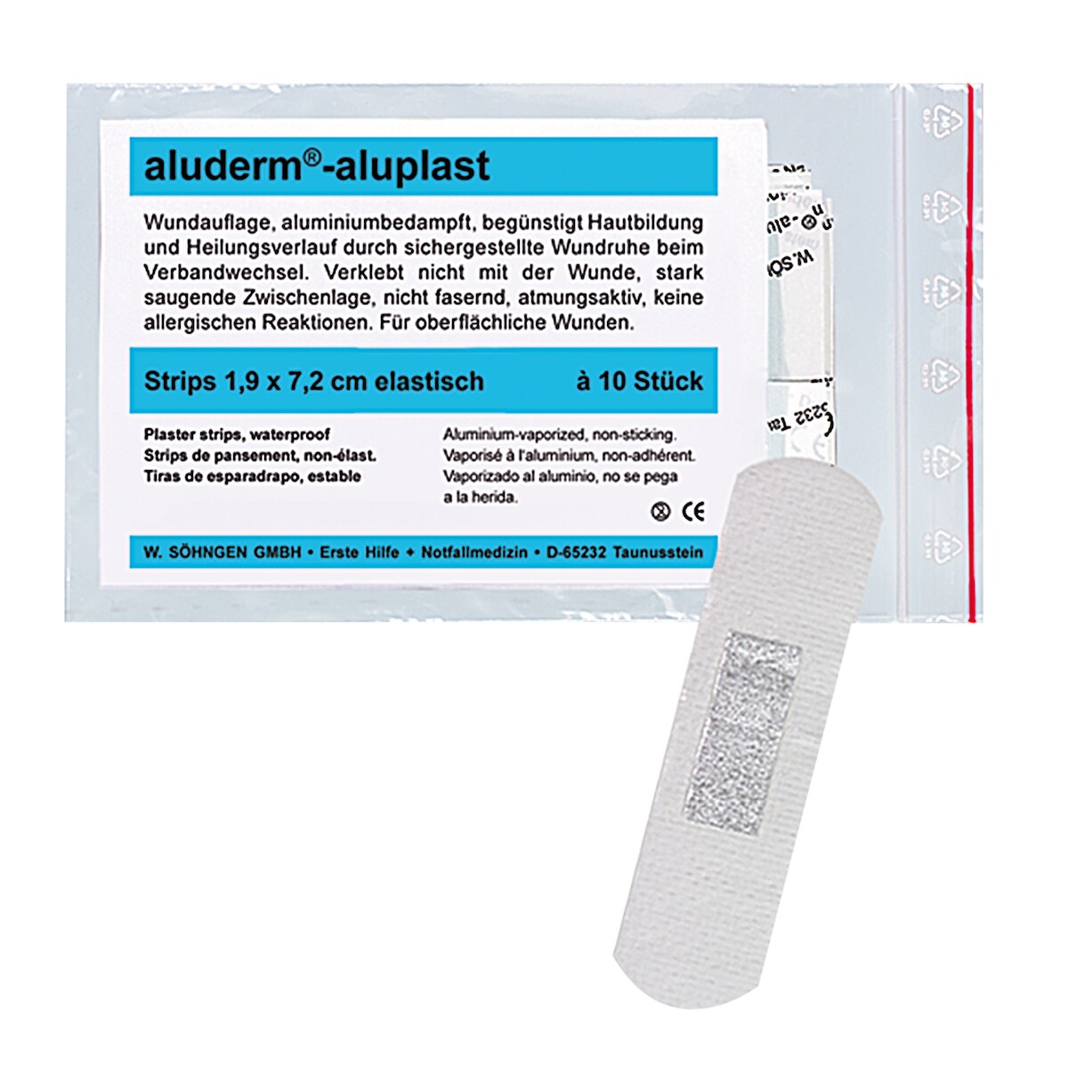 aluderm Pflasterstrip aluplast 1009166 1,9x7,2cm el. 10 St./Pack. Image