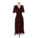 Lauren by Ralph Lauren Casual Dress - Wrap: Burgundy Plaid Dresses - Women's Size 4