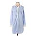 Adriano Goldschmied Casual Dress - Shift Collared Long sleeves: Blue Print Dresses - Women's Size Small