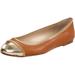 Michael Kors Shoes | Kors Michael Kors Otley Leather Mirror Cap Toe Ballet Flat Slip-On Luggage 6 New | Color: Brown | Size: 6