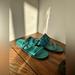 Free People Shoes | Free People Woven Leather Slide Sandal Size 38/7.5 Nwob | Color: Blue/Green | Size: 7.5