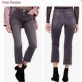 Free People Pants & Jumpsuits | Free People Gray Raw Hem Straight Leg Mid Rise Flare Crop Jeans Sz 30 | Color: Gray | Size: 30