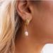 Anthropologie Jewelry | Anthropologie Pearl Threader Earrings | Color: Gold/White | Size: Os