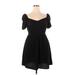 H&M Casual Dress - A-Line V Neck Short sleeves: Black Print Dresses - Women's Size Small