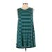 Everly Casual Dress - A-Line Crew Neck Sleeveless: Teal Print Dresses - Women's Size Small