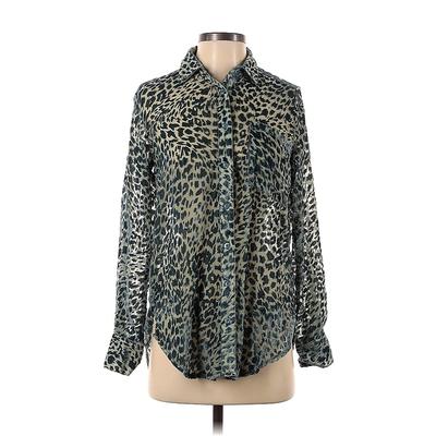 Nasty Gal Inc. Long Sleeve Blouse: Teal Animal Print Tops - Women's Size 0