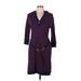 Lauren Jeans Co. Casual Dress V Neck 3/4 sleeves: Purple Color Block Dresses - Women's Size Large