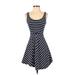 SO Casual Dress - Mini Scoop Neck Sleeveless: Blue Print Dresses - Women's Size Small