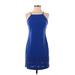 Banana Republic Factory Store Casual Dress - Sheath Halter Sleeveless: Blue Print Dresses - Women's Size 0 Petite