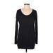 Old Navy Casual Dress - Mini Scoop Neck Long sleeves: Black Marled Dresses - Women's Size Medium