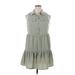 Bebop Casual Dress - A-Line Collared Sleeveless: Green Solid Dresses - Women's Size X-Large